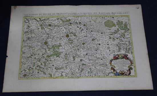 Sandrart, Jacobum de - an uncoloured map of Alsatiae, 44 x 124cm, R & J Ottens - an unframed coloured (3)